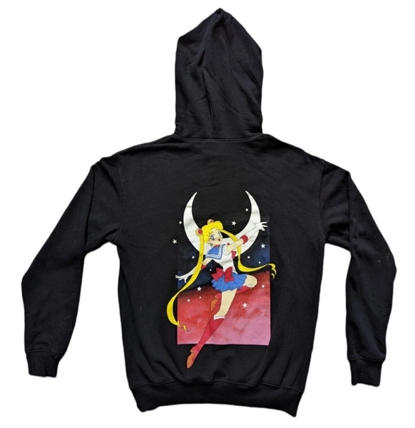 Sailor Moon Authentic Sz 3xl Plus Size Womens Black Hooded Sweatshirt EUC