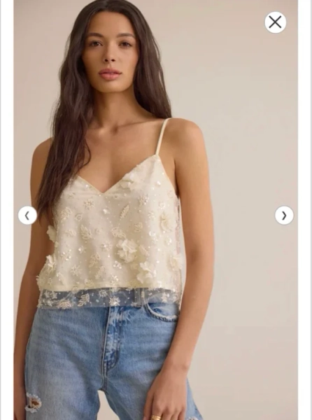 
        Briony Sequin Tank Top in Ivory | Altar'd State
    