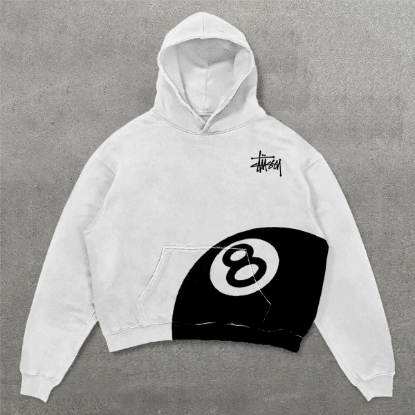 Billiards No.8 Print Long Sleeve Hoodies