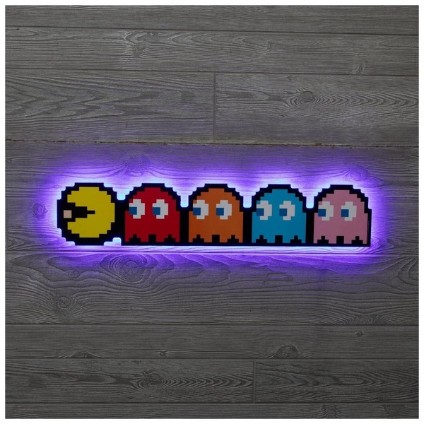 Pac-Man &amp; Ghosts Light Up Wood Wall Decor