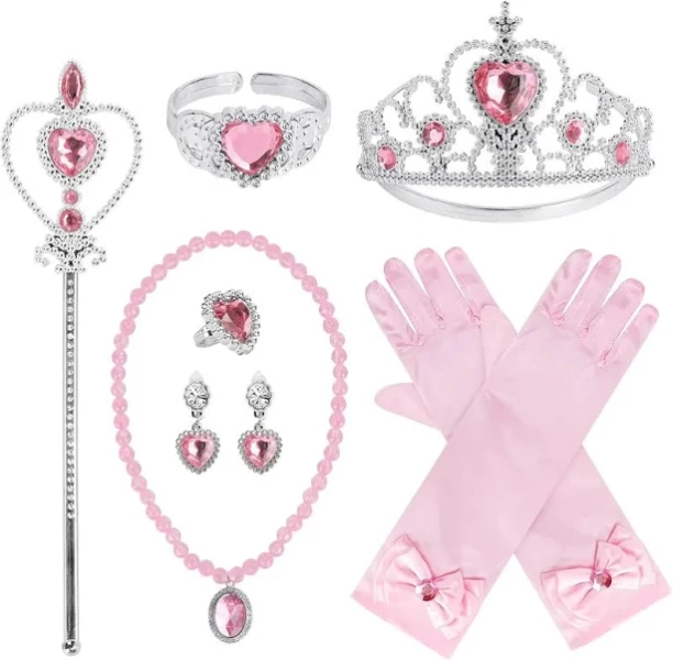 Princess Dress Up Costume Gloves and Tiara Set
