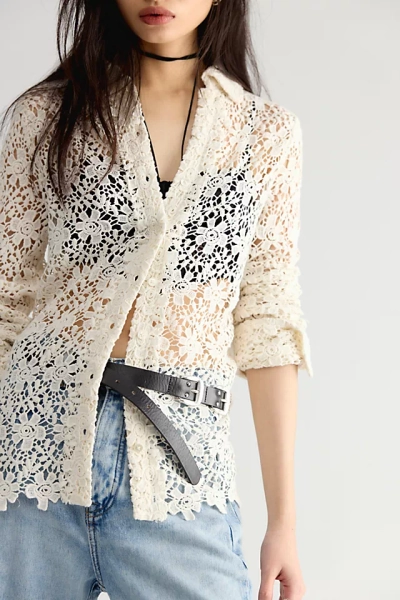 FREE PEOPLE: Sam Lace Button Down Top
