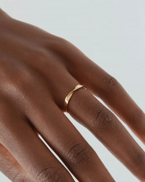 Never Fades - Water Resistant - Gold Band Ring - 18K Gold Ring - Curved Band Ring - Stackable Ring - Stacking Ring - Minimalist Ring - R17