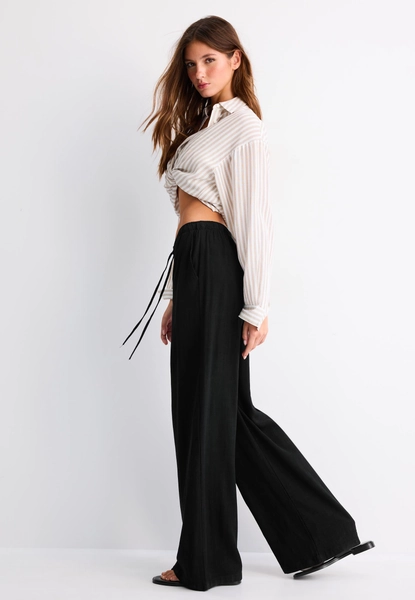 Straight-leg linen-look trousers
