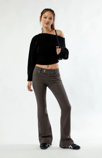 Low Rise Flare Pants Stretch Pinstripe