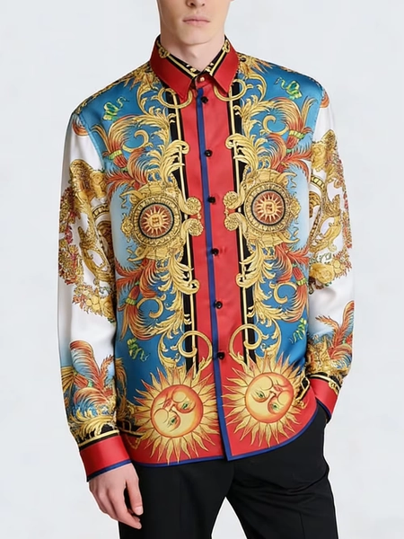 Men's Retro Long Sleeve Shirt Baroque Vine High Definition Pattern 3D Printed Shirt Hawaiian Outdoor Party Social Men's Clothing - AliExpress 200000343