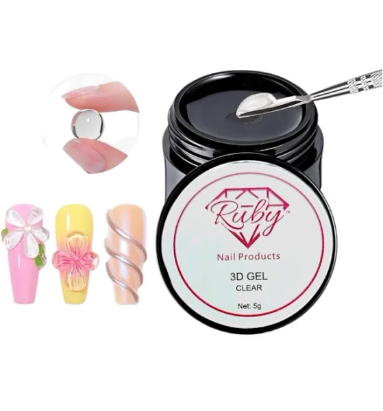 Ruby 3D Molding Gel Non-Sticky Nail Art Glue Solid Builder Gel 10g Clear 10g