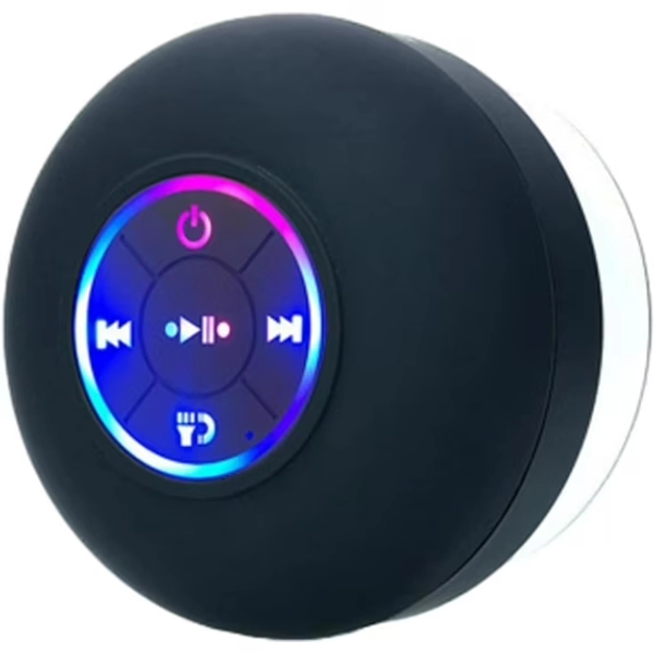 LOUQIBINE Heka Mini Bluetooth Shower Speaker with LED Light - IPX Waterproof, 3W HD Sound, Suction Cup, Bluetooth 5.0 for Bathroom & Outdoor