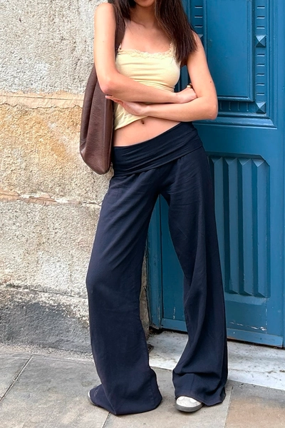 Pantaloni palazzo fascia in vita