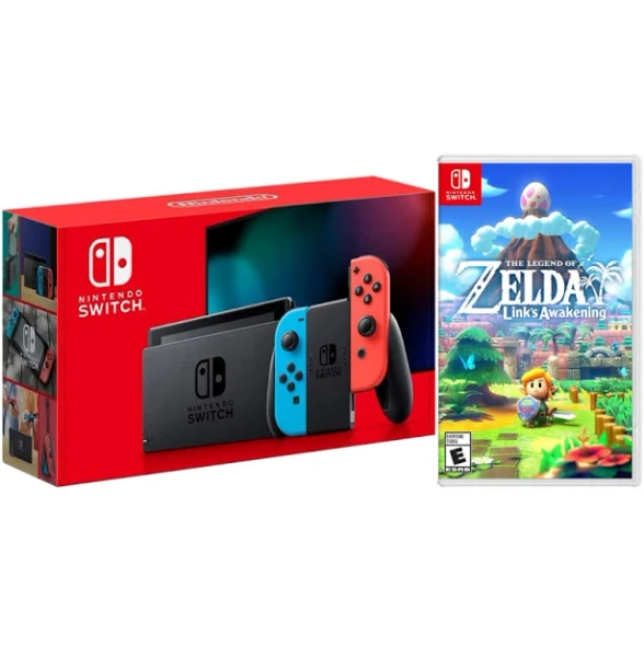 Nintendo Switch Neon Console with Zelda Link's Awakening Bundle