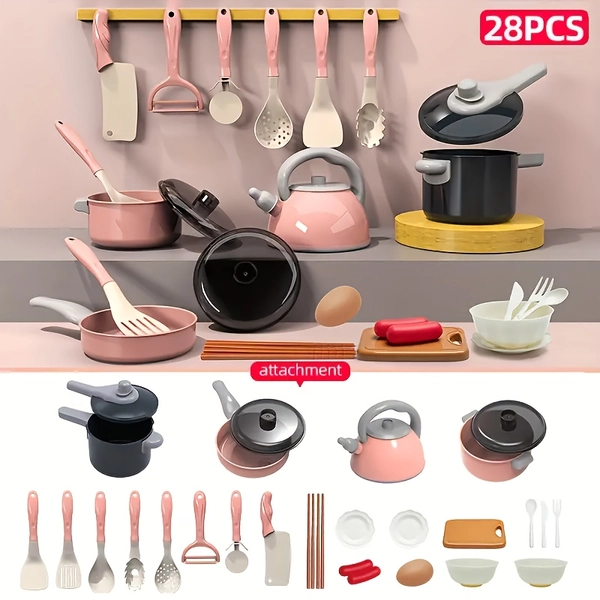 Children's Kitchen Toy Set - Pretend Cooking Playset with Fruit and Vegetable Utensils, Colorful Role-Playing Gift
