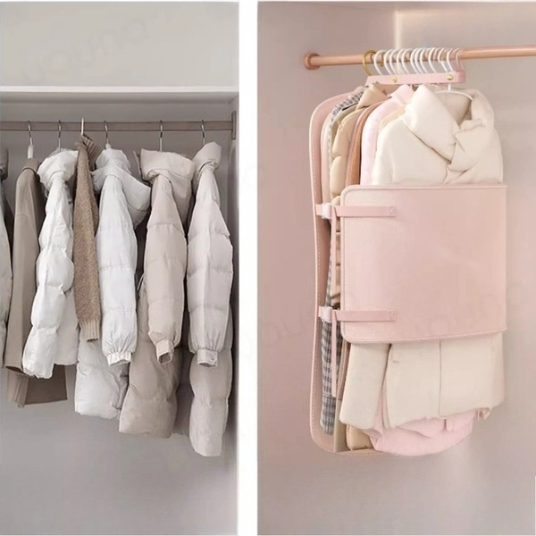 Clothes Compression Storage Board - Foldable Garment Protector with Compartment Covers, Wardrobe Hanging Storage Bag for Down Jackets, Suits, and Wedding Dresses. Hook-and-Loop Compression Hanging Storage Bag, Compression Garment Storage Protective