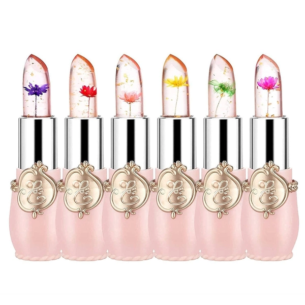 Pack of 6 Crystal Flower Jelly Lipstick, Long Lasting Nutritious Lip Balm Lip...