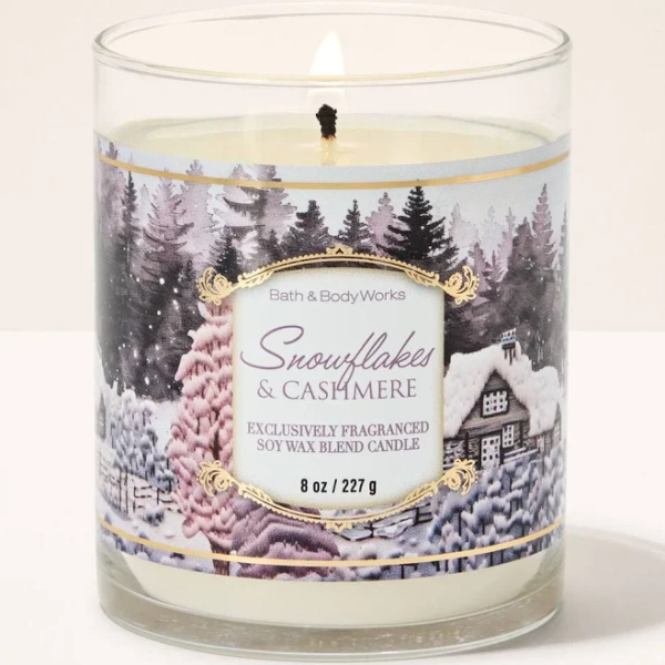 Bath & Body Works Snowflakes & Cashmere Single Wick Candle