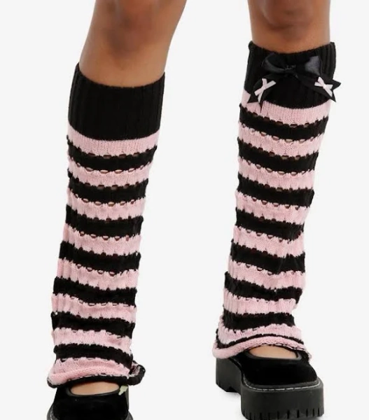 Stripe Bow Leg Warmers