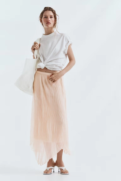Plissé Handkerchief Skirt - Light pink