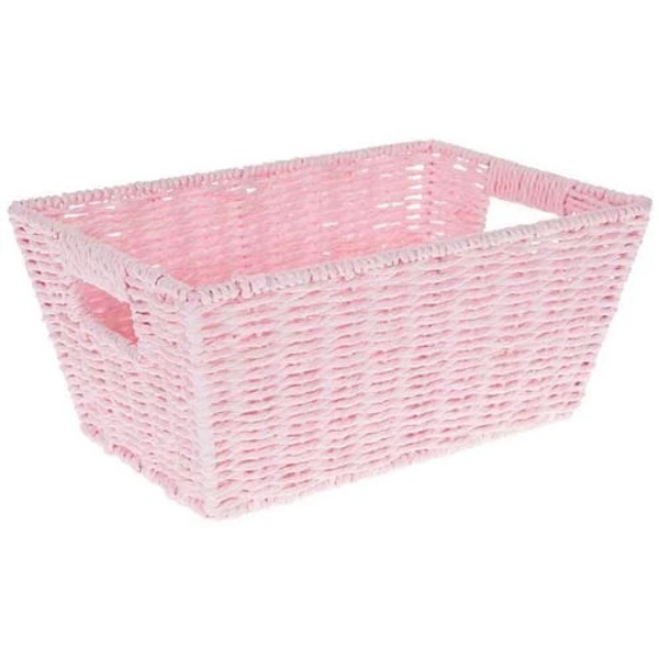 Pink Rectangle Woven Basket - Small
