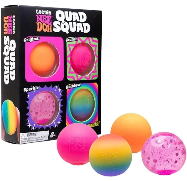 NeeDoh 4 Pack Quad Squad Assorted Teenie Tiny Soft Doh Filled Stretch Ball