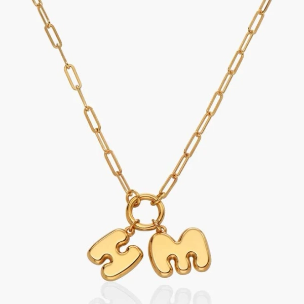Gold Vermeil Bubble Letter Initial Necklace