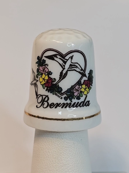 Bermuda Travel Souvenir Thimble White Ceramic