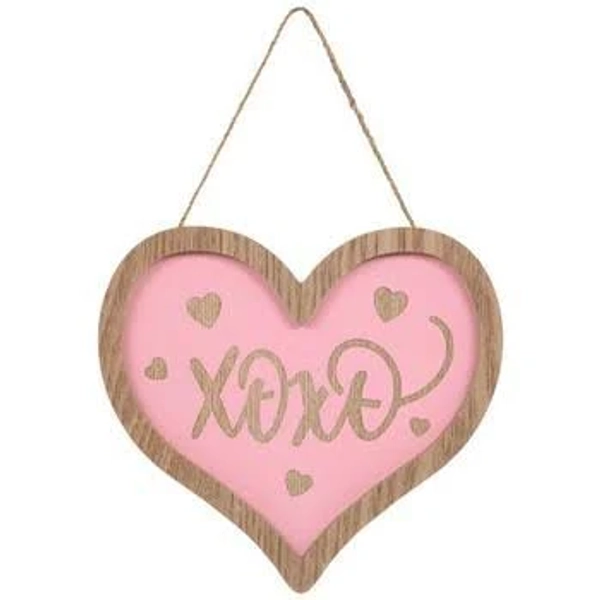 XOXO Pink Heart Wood Wall Decor