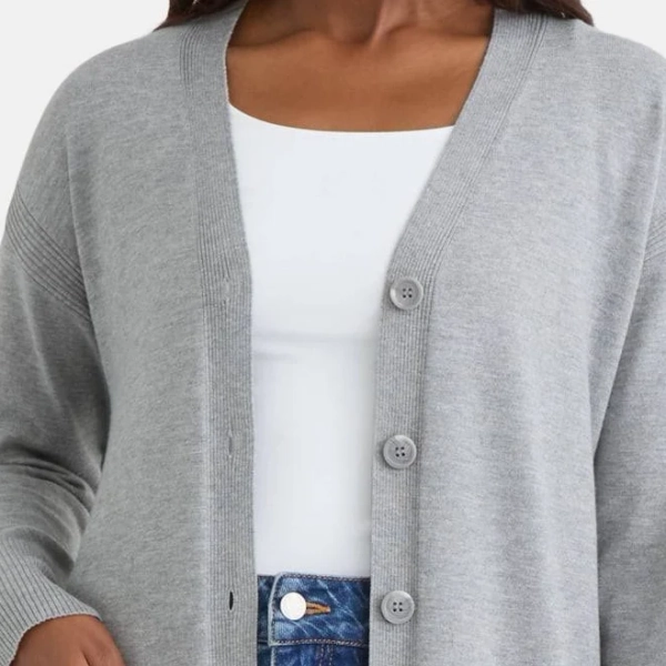 Time and Tru Women's Relaxed Fit Long Sleeve Button Front Cardigan