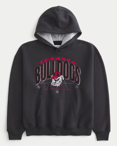 Boxy University of Georgia Bulldogs Graphic Hoodie