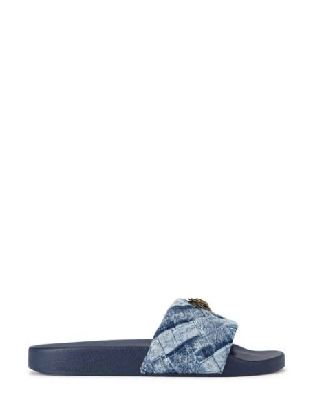 Kurt Geiger London Women's Meena Eagle Quilted Denim Slide Sandals