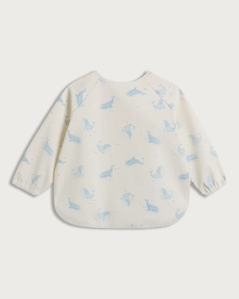 F&F Baby Whale Print Long Sleeved Bib in Blue
