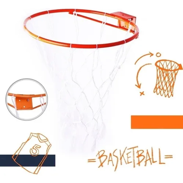 Aro De Basquete Cesta Aço Reforçada Resistente Rede Seda 4mm Compatível Com Bola Oficial Bisbel