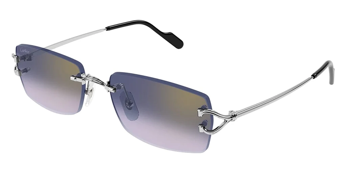 Cartier CT0550S Silver/Blue to Light Pink Gradient with Gold Flash Mirror 56mm