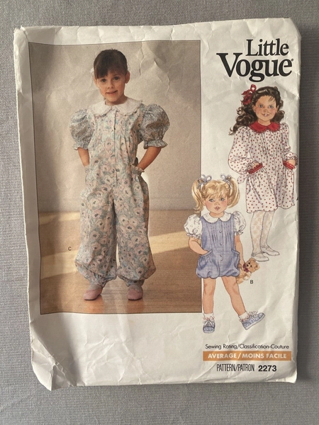 1980s Little Vogue 2273 Vintage Pleated Gathered Dress Pantsuit Romper 5 years