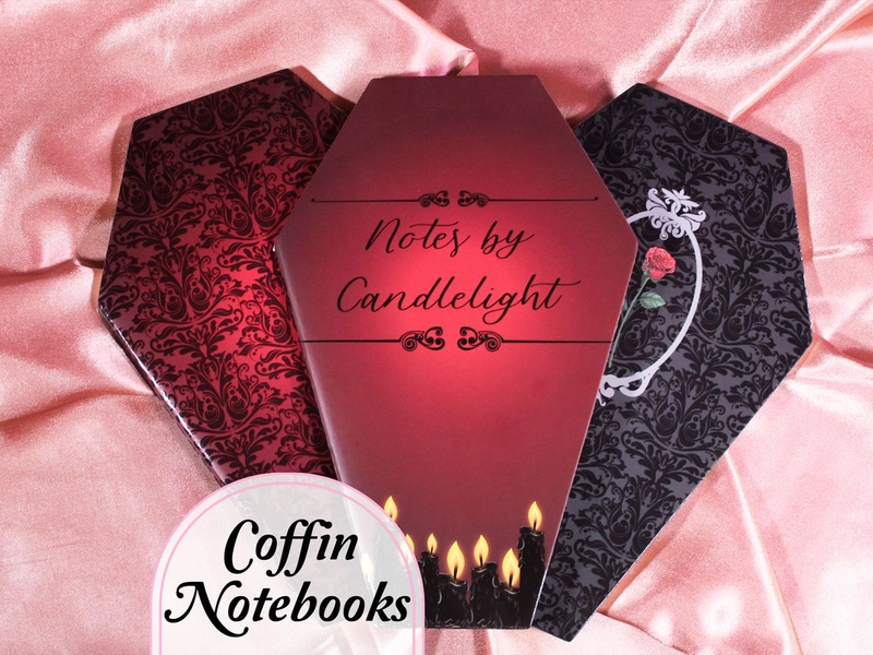Notes By Candlelight 3 Pack Thread Bound Coffin Shaped Notebooks