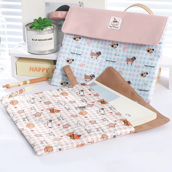 Multi Functional Plaid Puppy A4 File Folder Snap Button Washable File Bag Large Capacity Handheld Tutoring Bag Gift - AliExpress 21