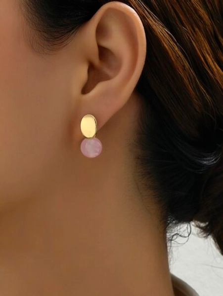 1 Paio di Orecchini Pendenti Semplici con Perle Rotonde Rosa, Adatti come Accessori Gioiello per Donne, Regali per Feste, Regali di Compleanno