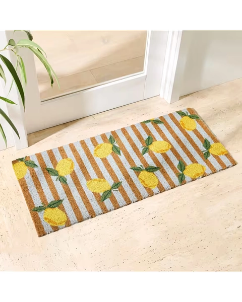 Lemon Stripe Door Mat - 100cm x 45cm - Brown - One Size