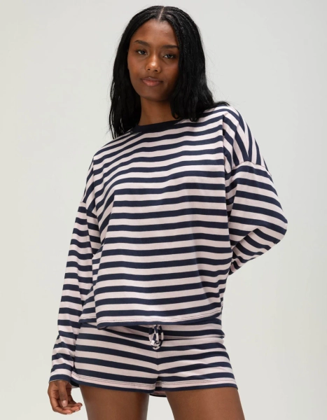 FULL TILT Stripe Womens Long Sleeve Tee - PINK COMBO - XXS
