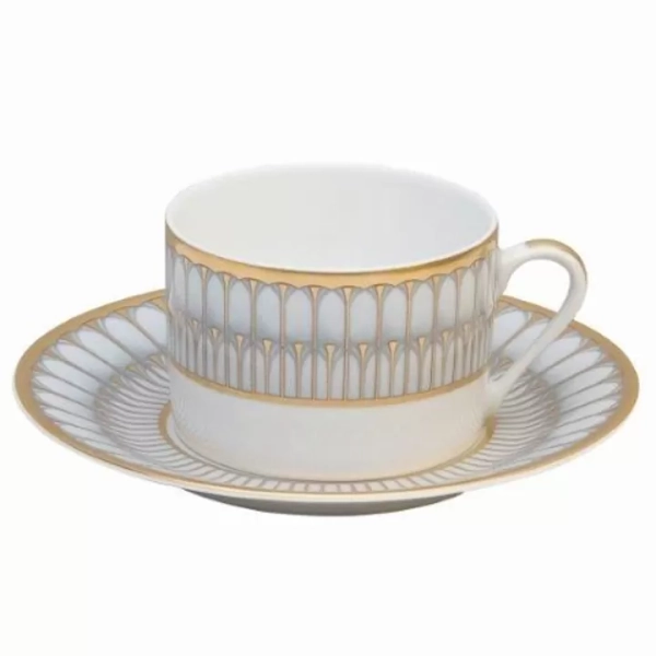 Philippe Deshoulieres Arcades Grey/Matte Gold Tea Cup | Gracious Style