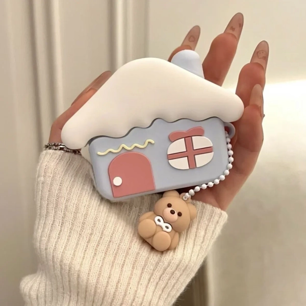 Cute Snow House Bear Protective Earphone Case