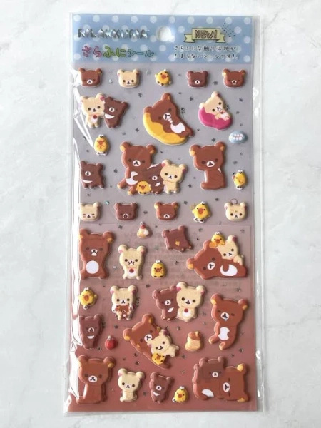 C40 New Rilakkuma Puffy Seal Sticker Sheet