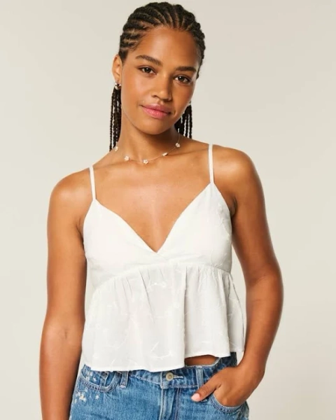 Hollister Women's Easy Embroidered Babydoll Top