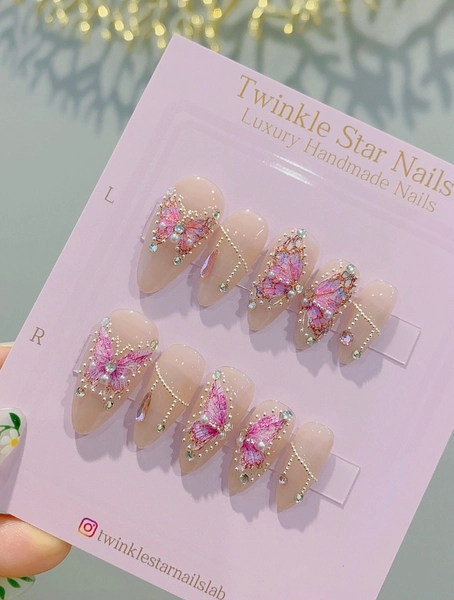 Glamorous Fairy Purple Butterfly Press On Nails | Beautiful Nails | High Quality Nails | Gel Nails | Beautifully Handmade Nails | xyz2839