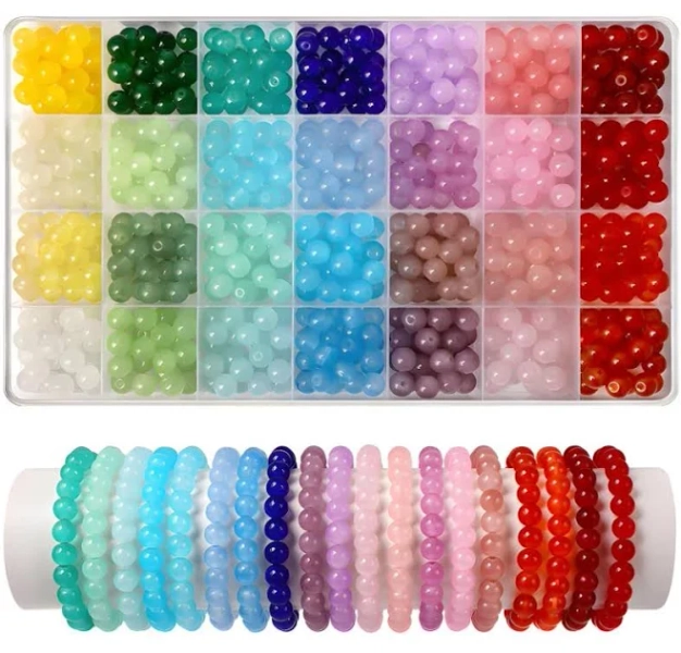 700 Pieces of 8mm Round Glass Beads for Jewelry Making