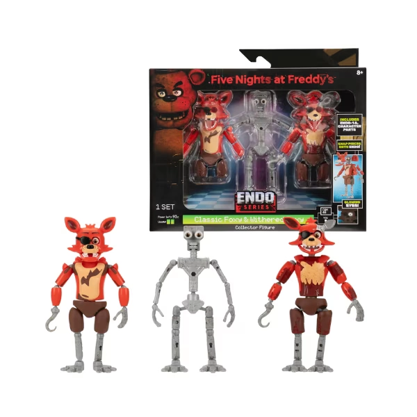 FNAF Endo-01 Figure with Classic Foxy & Withered Foxy Parts &ndash; 6-Inch