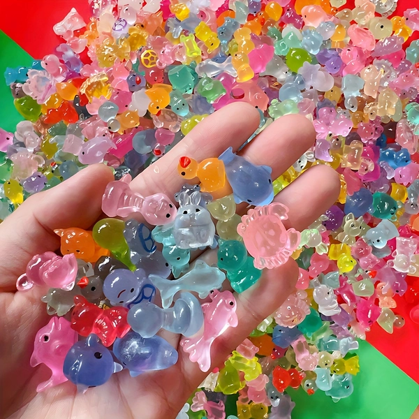 20/40/60pcs Mini Glow-in-the-Dark Small Animal Resin Home Decor Figurines