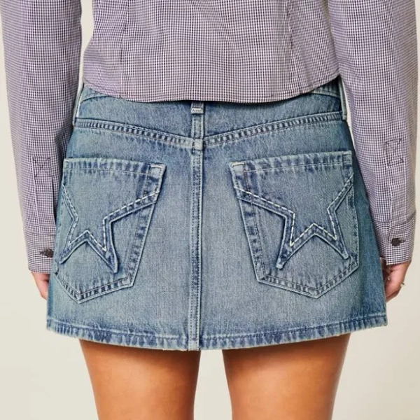 Hollister Women's Embroidered Star Pocket Denim Mini Skort