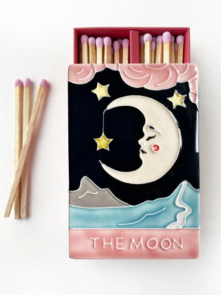 'The Moon' Ceramic-Topped Matchbox & Matches