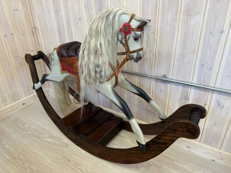 TRADITIONAL BOW ROCKING HORSE SMALL DAPPLE 36in tall 56in long Nursery / Display