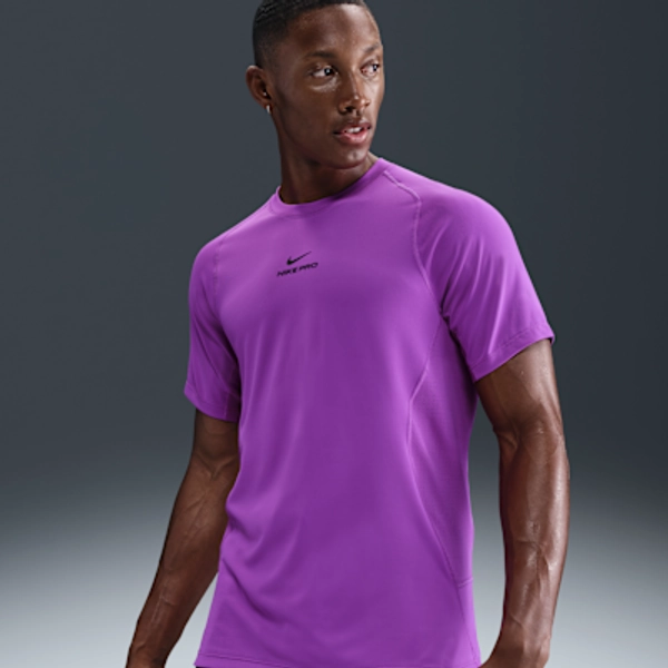 Nike Pro Training Dri-FIT Short-Sleeve Top - Vivid Purple/Black - Size XS