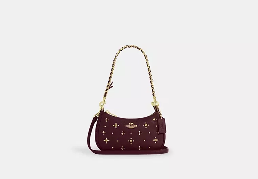 Gold Teri Mini Crossbody Bag With Crystals